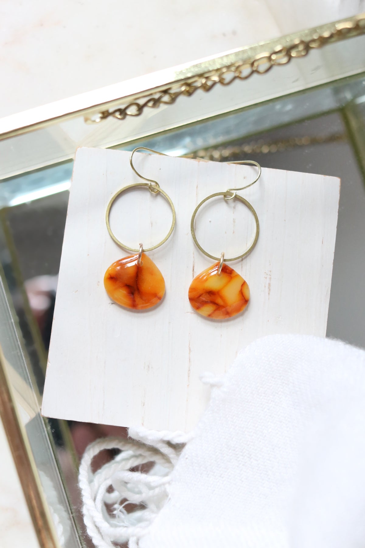 Amber Polymer Clay Earrings
