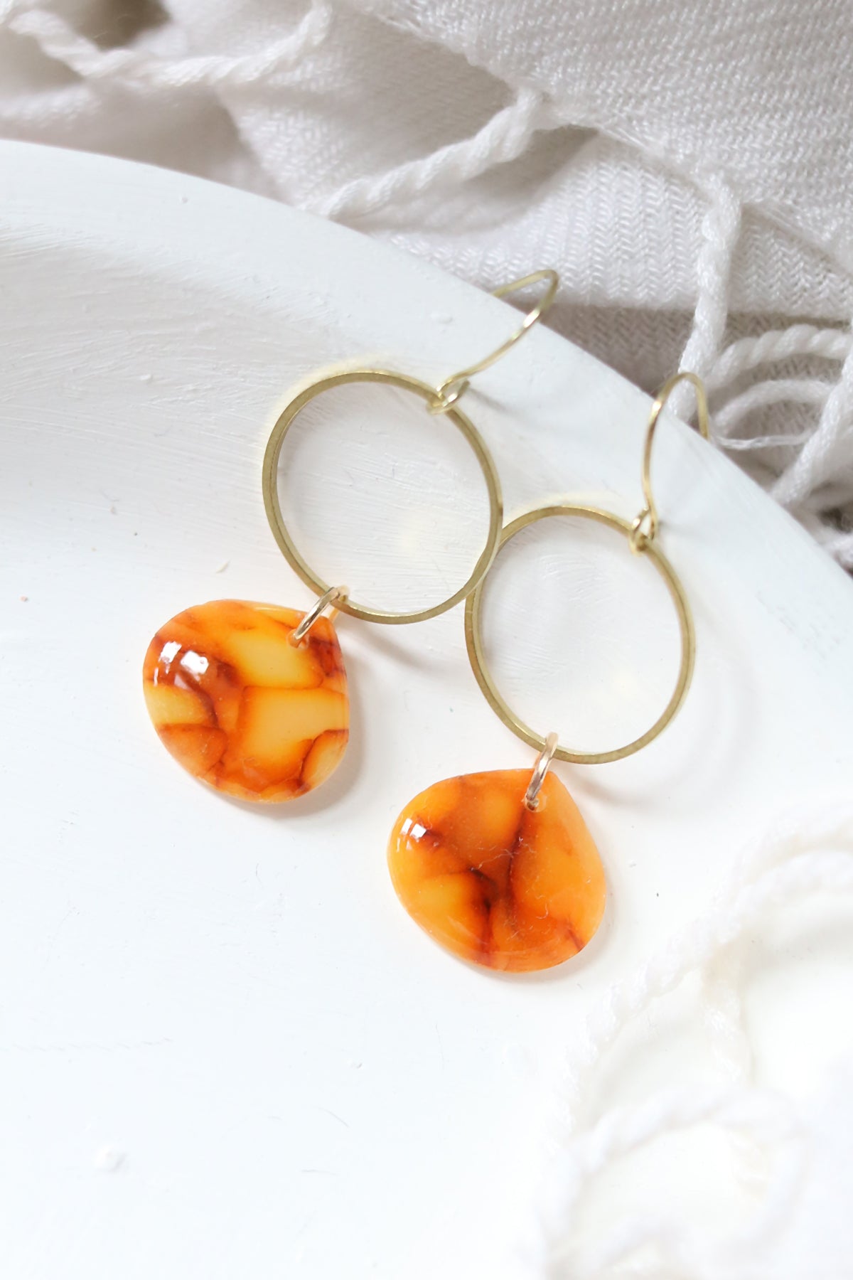 Amber Polymer Clay Earrings