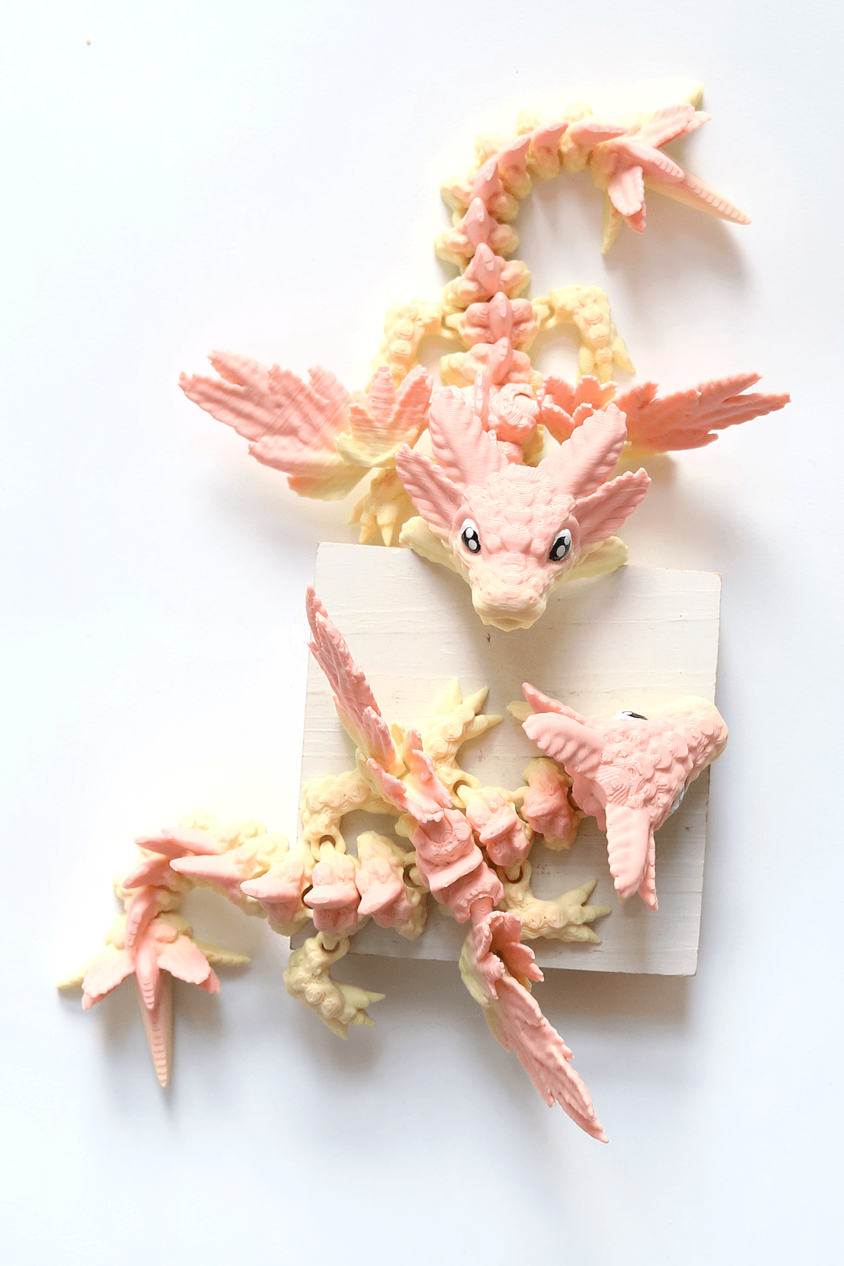 3D Printed Winged Axolotl Dragon in Peach