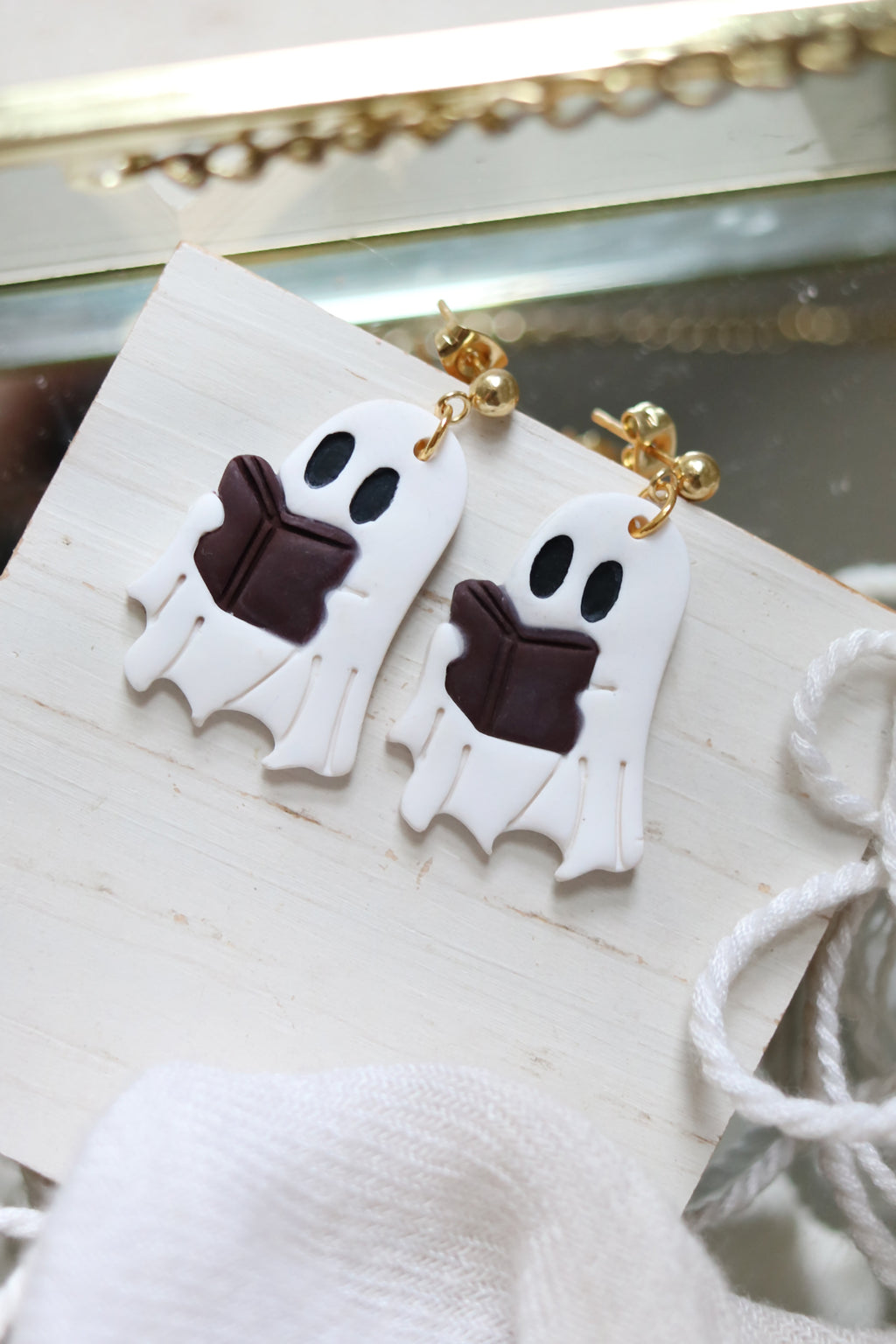 Hot Ghosts Read Boooks Polymer Clay Book Earrings