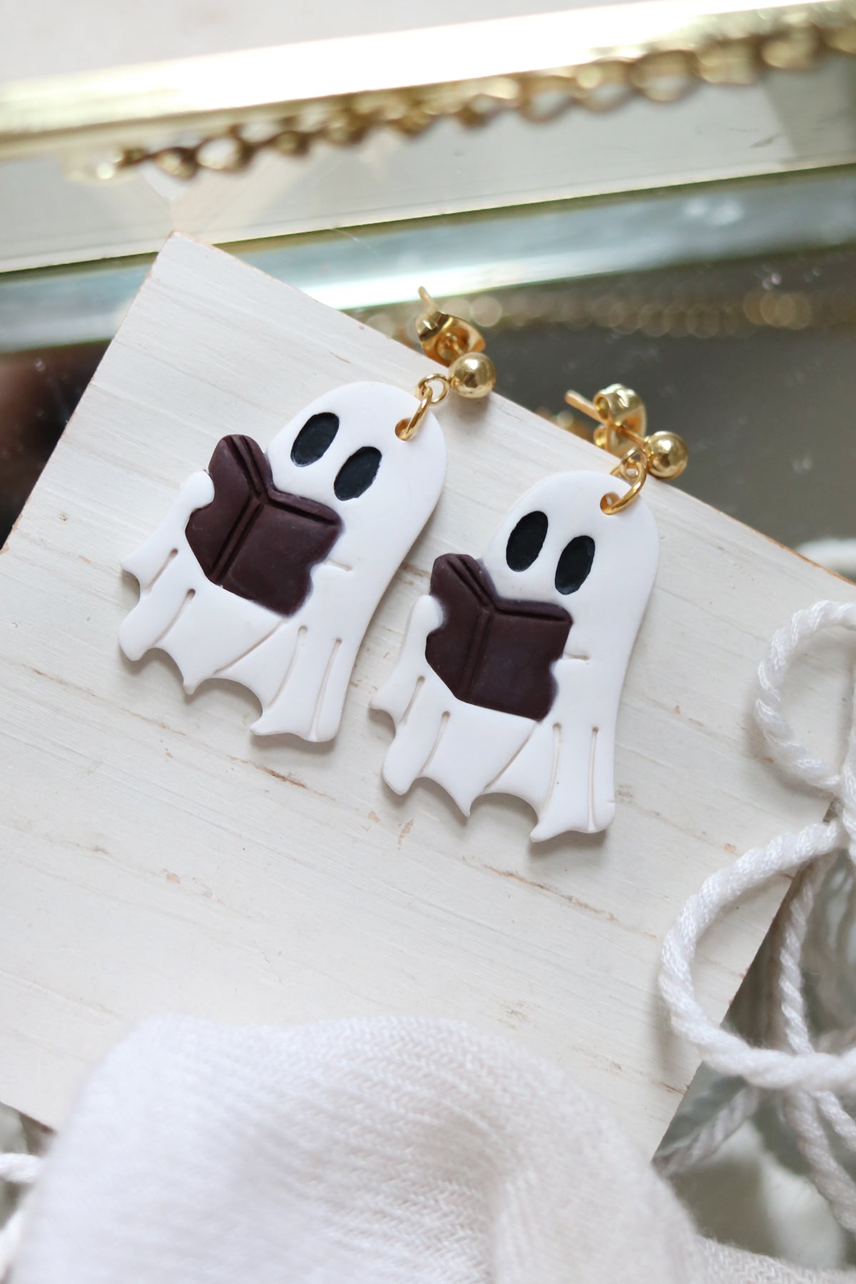 Hot Ghosts Read Boooks Polymer Clay Book Earrings