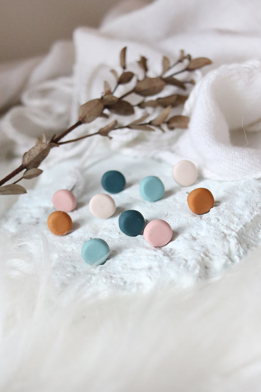 Button Stud Earrings | Choose Your Colour - Petal & Posy