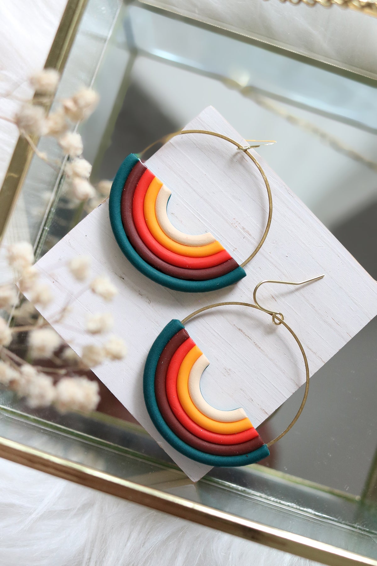 Carry On Polymer Clay Hoop Earrings