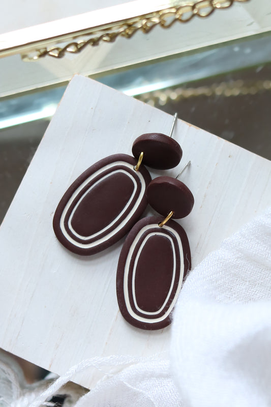 Coffee and Cream Polymer Clay Earrings