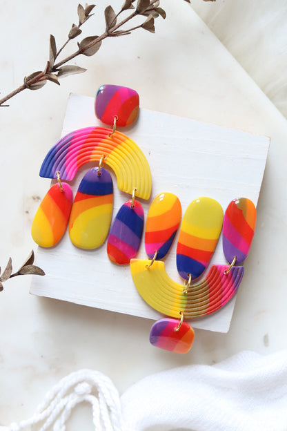 Colour Crush Polymer Clay Rainbow Earrings