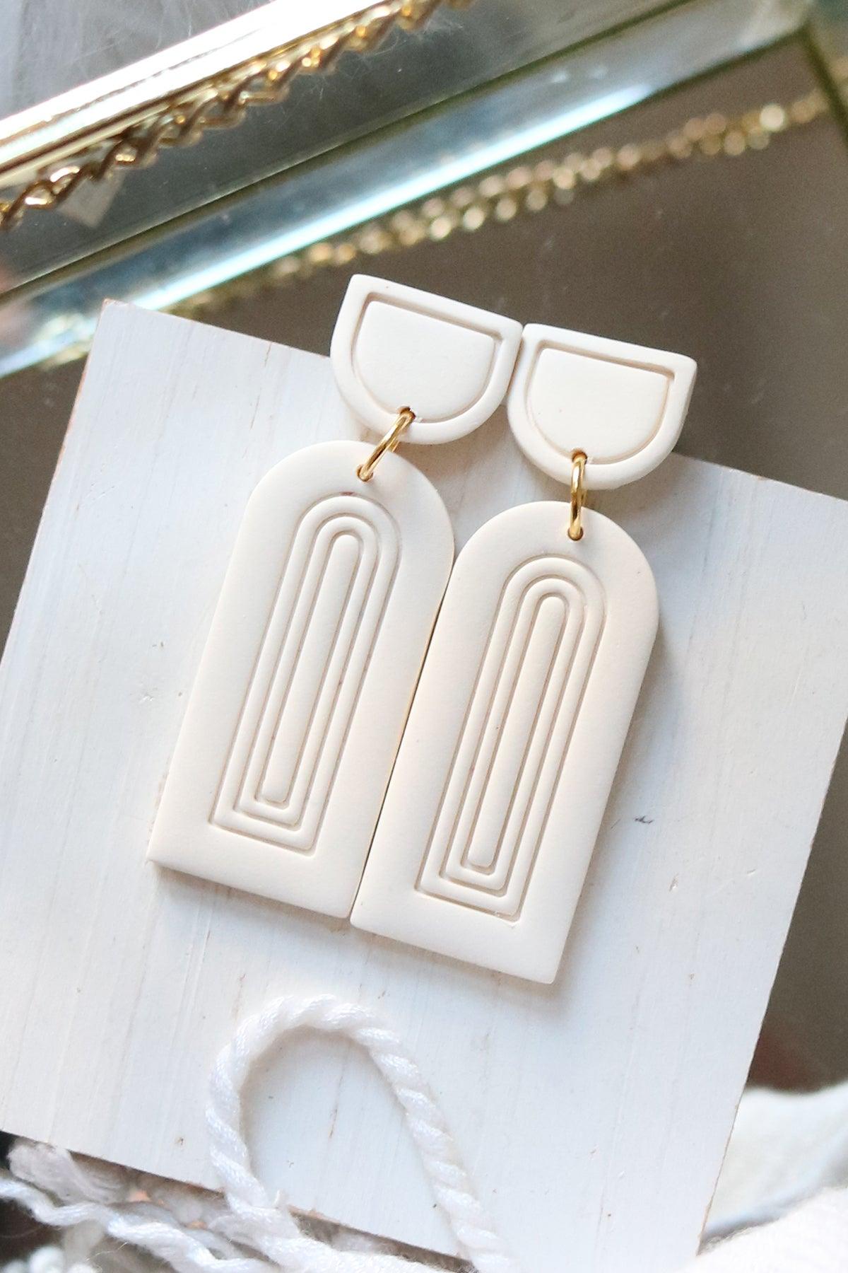 Column Polymer Clay Earrings | Choose Your Colour - Petal & Posy
