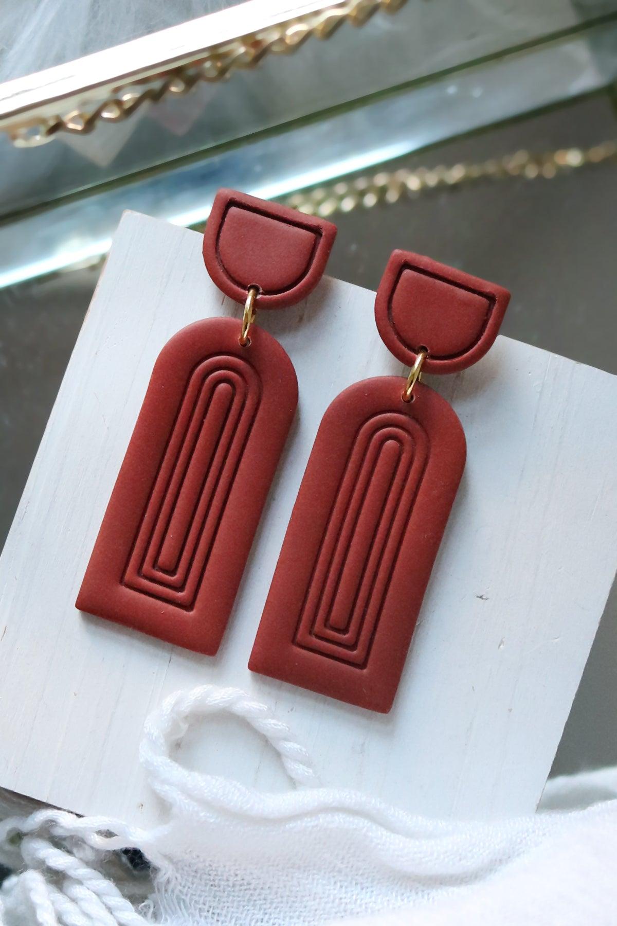 Column Polymer Clay Earrings | Choose Your Colour - Petal & Posy
