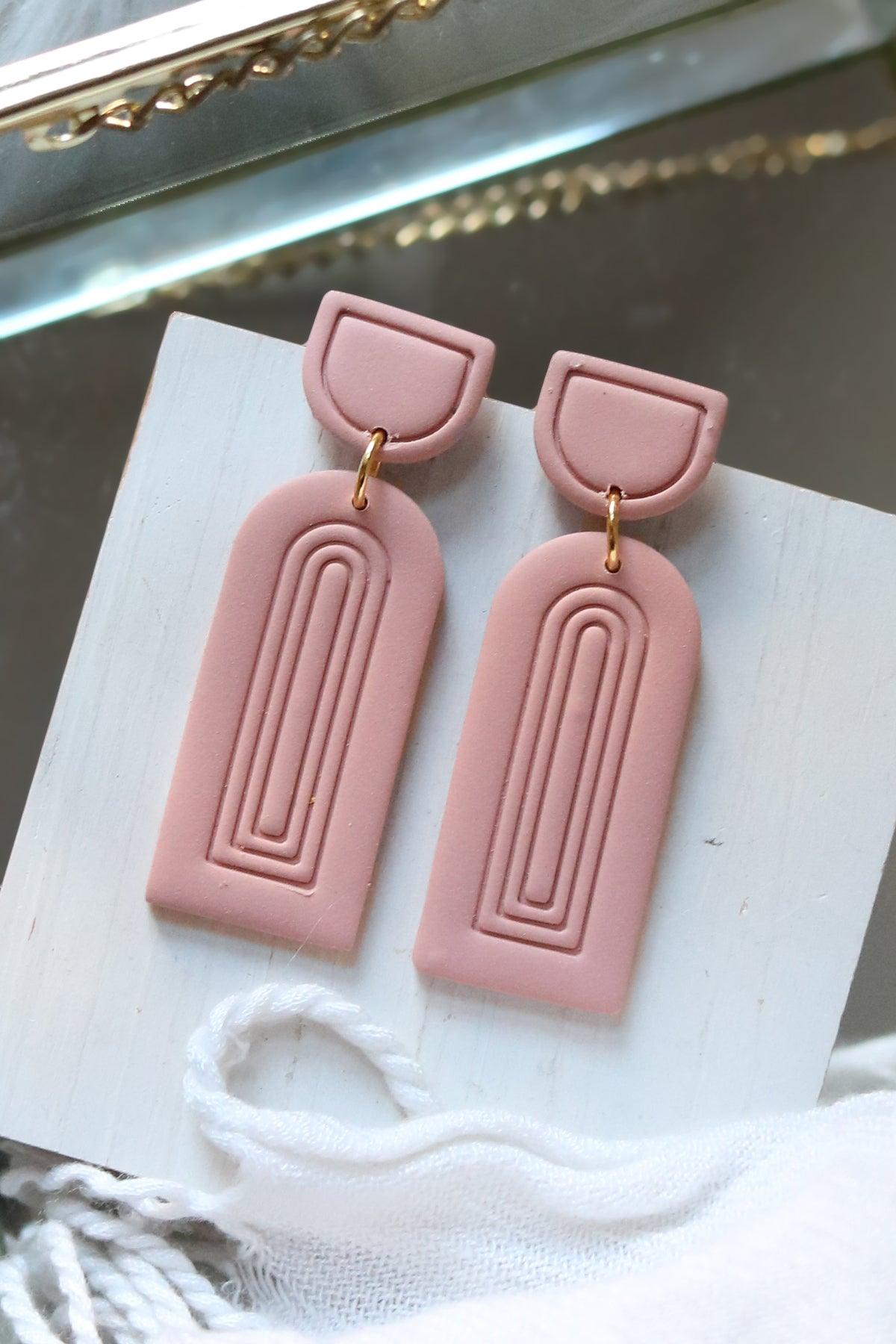 Column Polymer Clay Earrings | Choose Your Colour - Petal & Posy