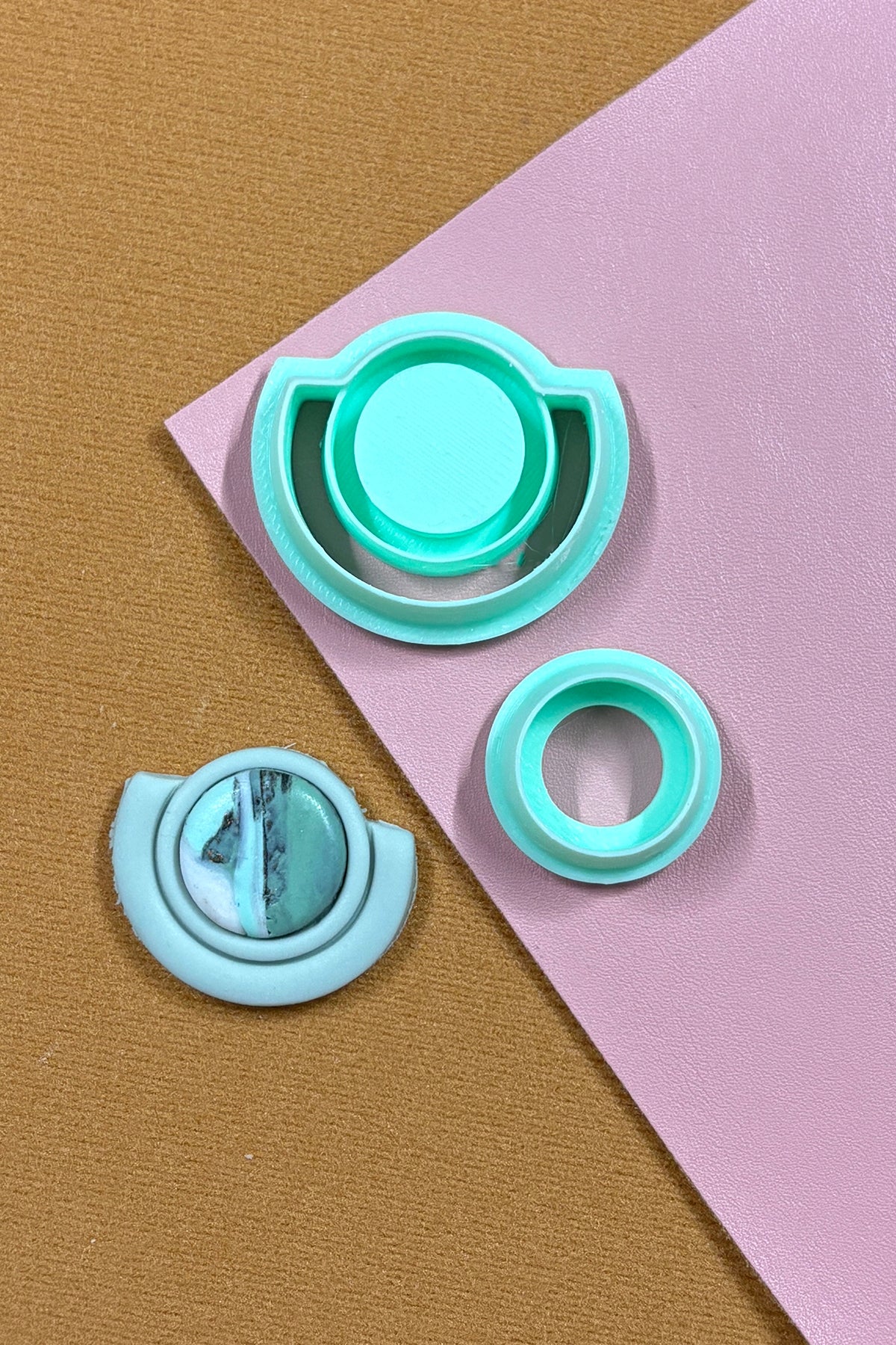 Art Deco Style Circle Bezel Polymer Clay Cutter Set