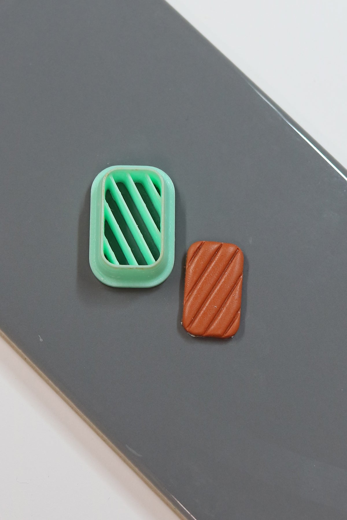 Diagonal Strip Rectangle Stud/Topper Polymer Clay Cutter