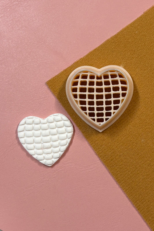 Disco Ball Heart Polymer Clay Earring Cutter