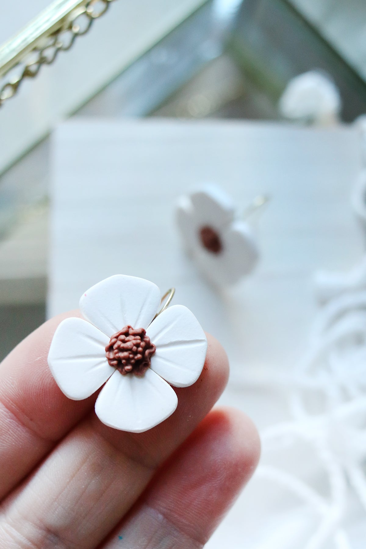 Dogwood Flower Polymer Clay Earrings