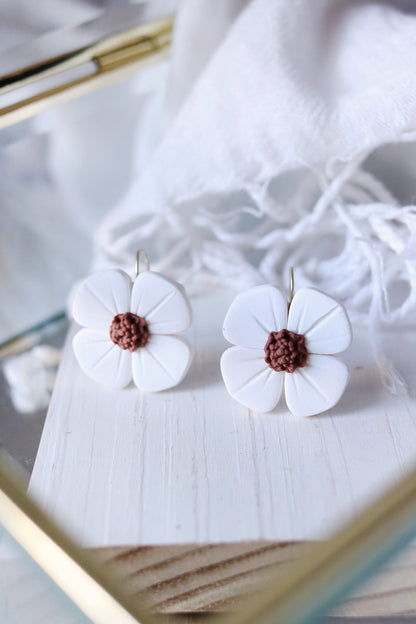 Dogwood Flower Polymer Clay Earrings