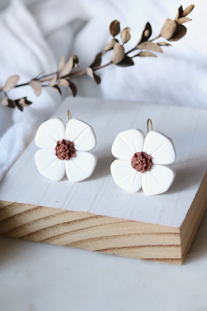 Dogwood Flower Polymer Clay Earrings