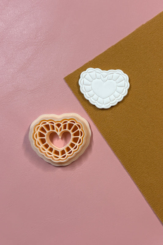Doily Ball Heart Polymer Clay Earring Cutter