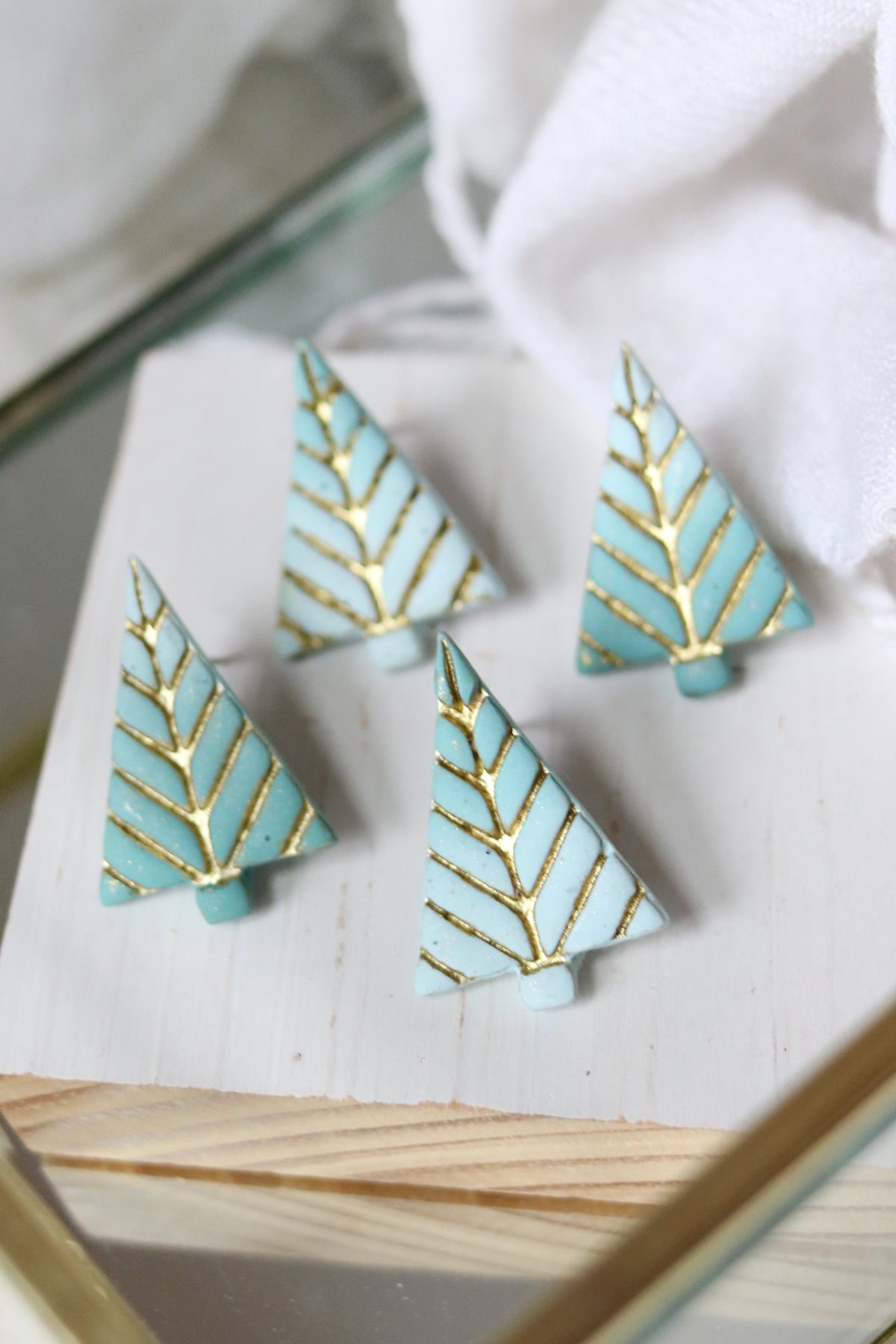 Evergreen Polymer Clay Stud Earrings