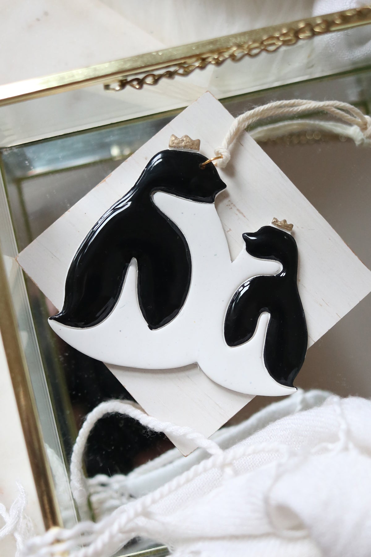 Emperor Penguins Polymer Clay Ornament