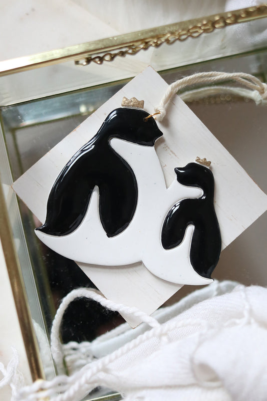Emperor Penguins Polymer Clay Ornament