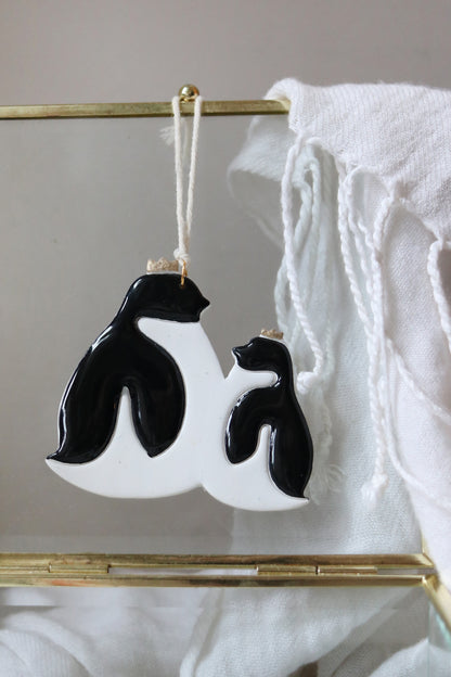Emperor Penguins Polymer Clay Ornament