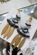 Fly at Night Polymer Clay Moon and Cloud Earrings