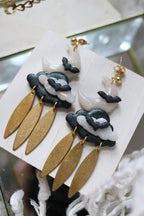 Fly at Night Polymer Clay Moon and Cloud Earrings