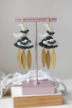 Fly at Night Polymer Clay Moon and Cloud Earrings