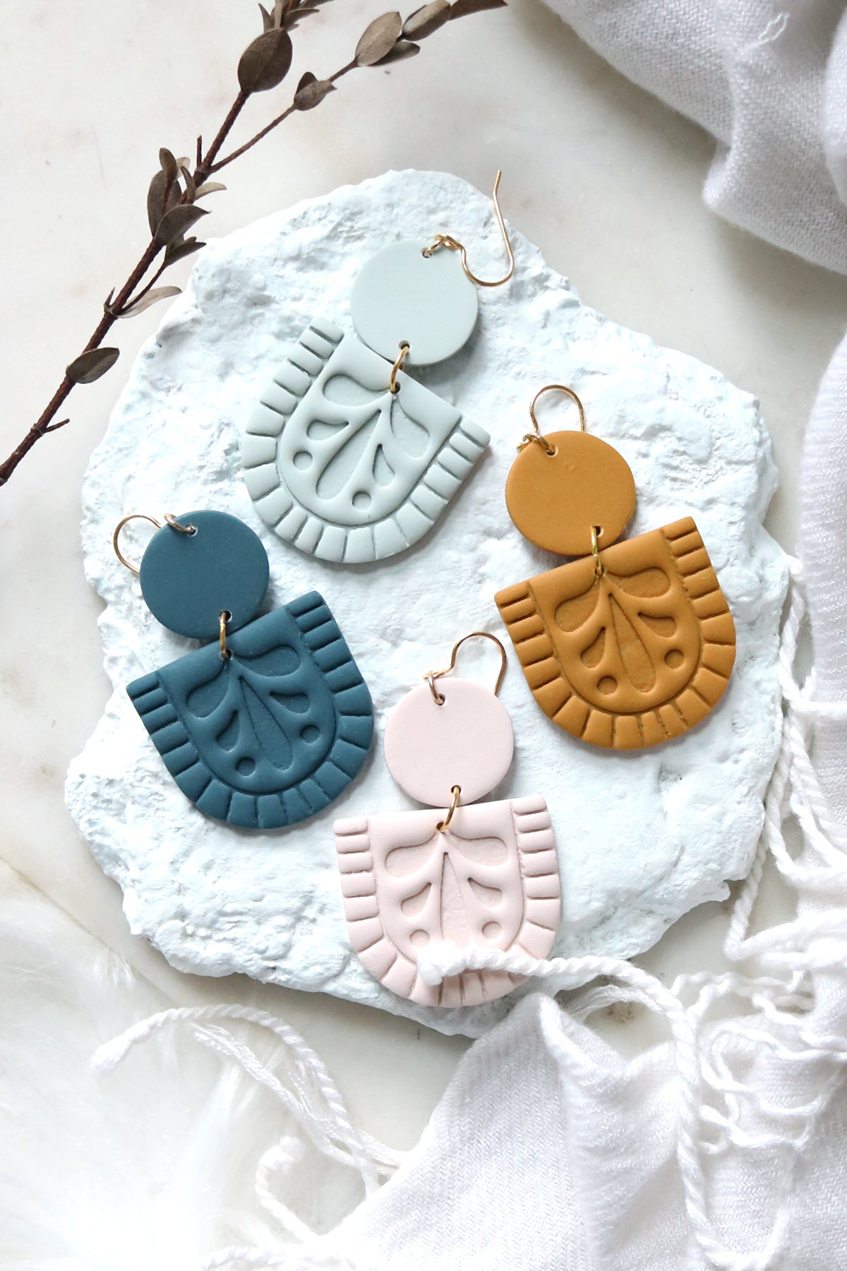 Folk Flower Polymer Clay Earrings