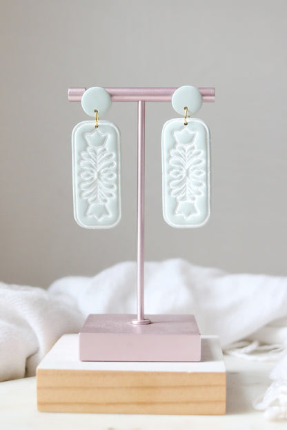 Rosemaling Scandinavian Style Polymer Clay Earrings