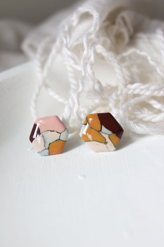 Fracture Polymer Clay Stud Earrings
