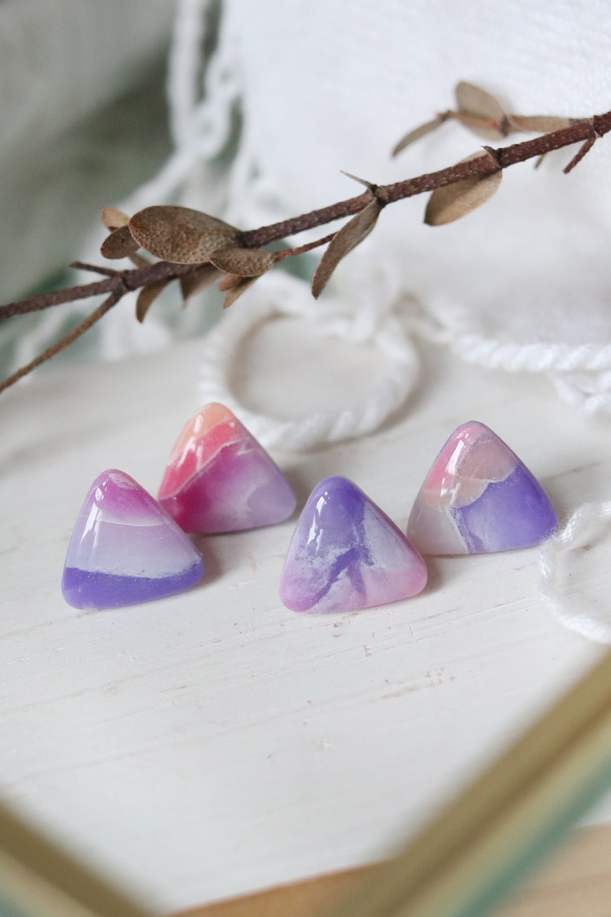 Trinity Studs in Amethyst