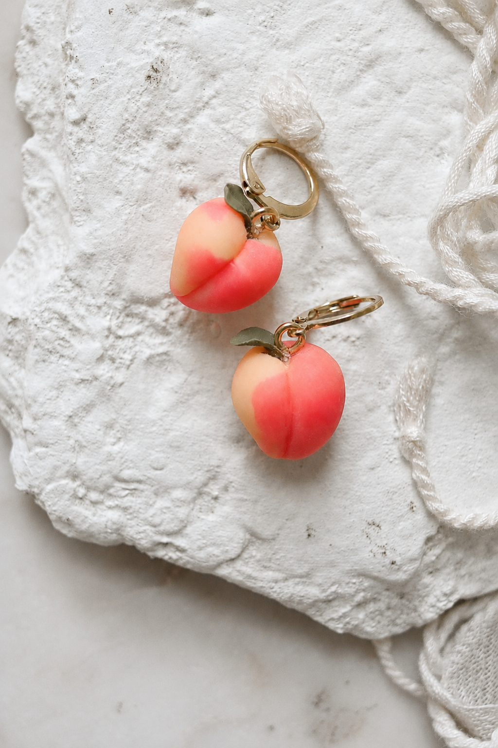 Fuzzy Peach Polymer Clay Earrings