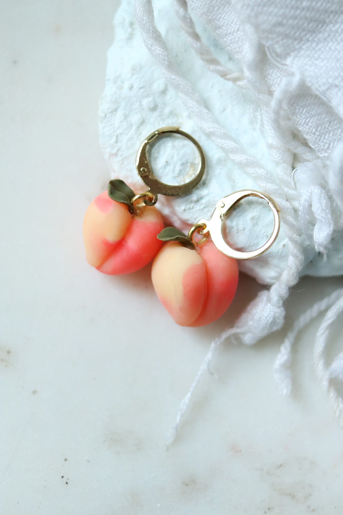 Fuzzy Peach Polymer Clay Earrings