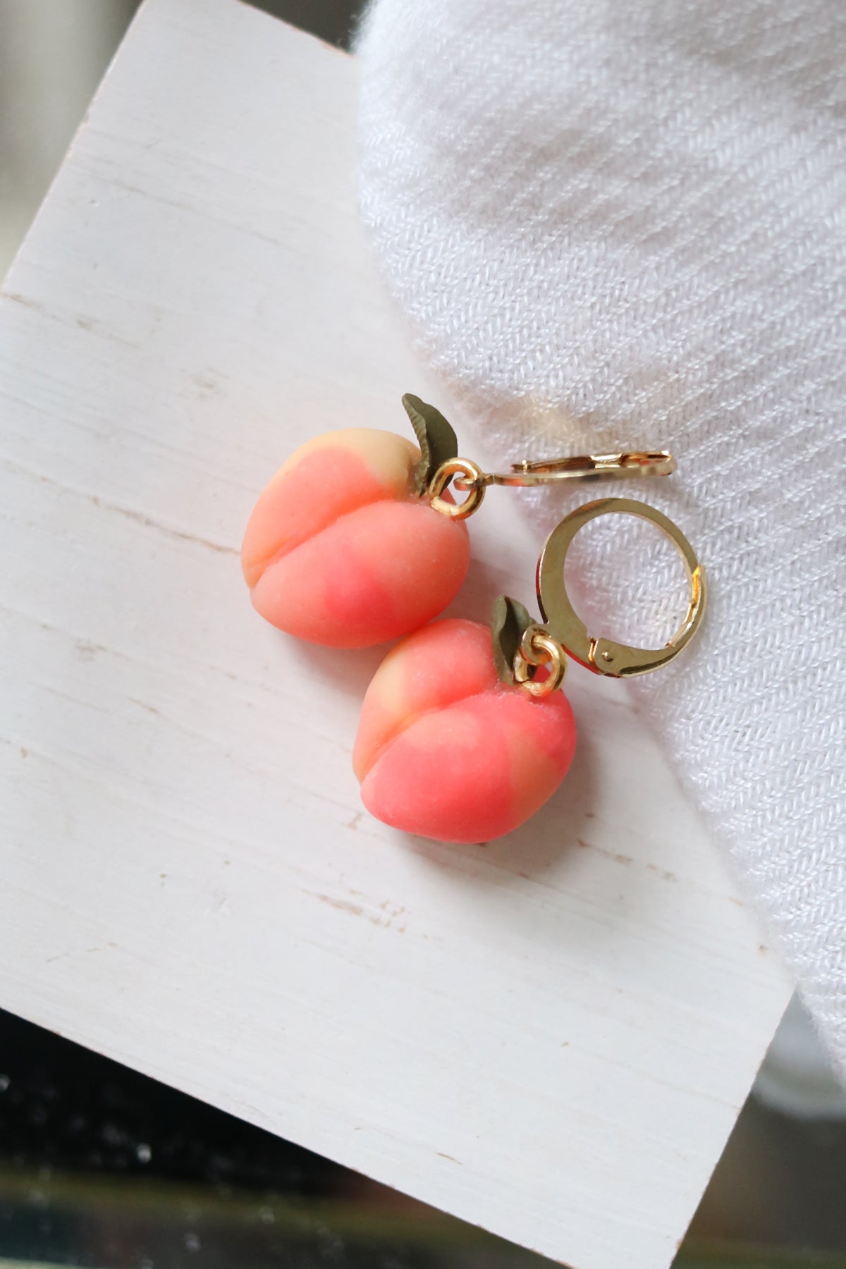 Fuzzy Peach Polymer Clay Earrings