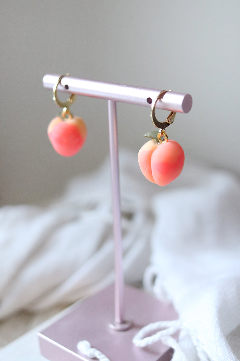 Fuzzy Peach Polymer Clay Earrings