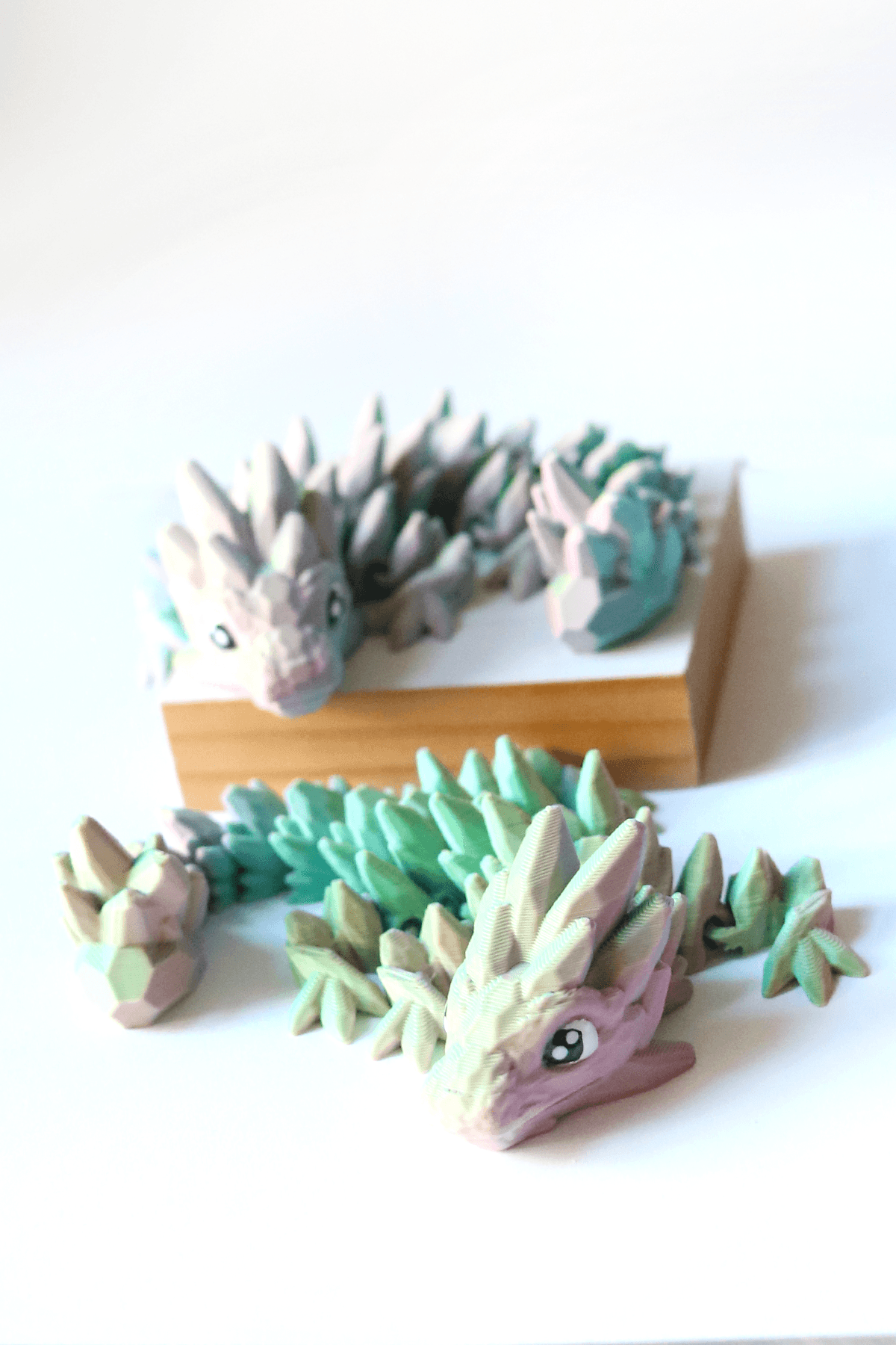 3D Printed Gemstone Dragon Fidget Pet in Misty Mint