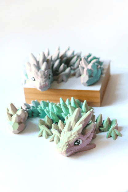 3D Printed Gemstone Dragon Fidget Pet in Misty Mint