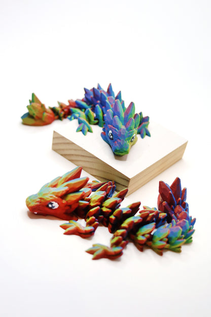 3D Printed Gemstone Dragon Fidget Pet in Primary Rainbow