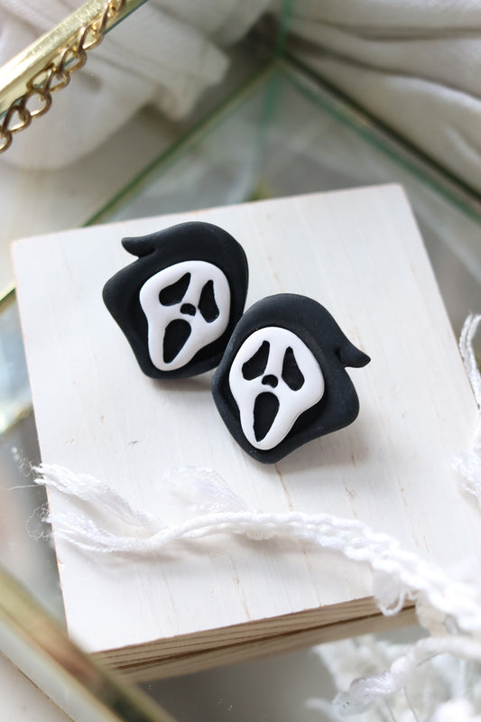 Ghost Face Killer Polymer Clay Earrings