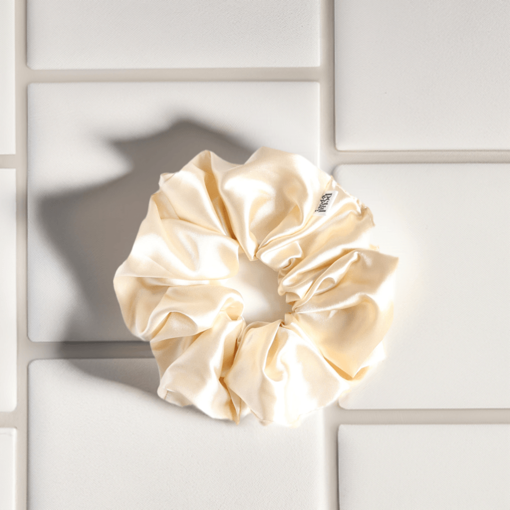 Super Fluff Silk Satin Scrunchie in Blonde - Petal & Posy