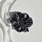 Slim Fluff Silk Satin Scrunchie in Carbon - Petal & Posy