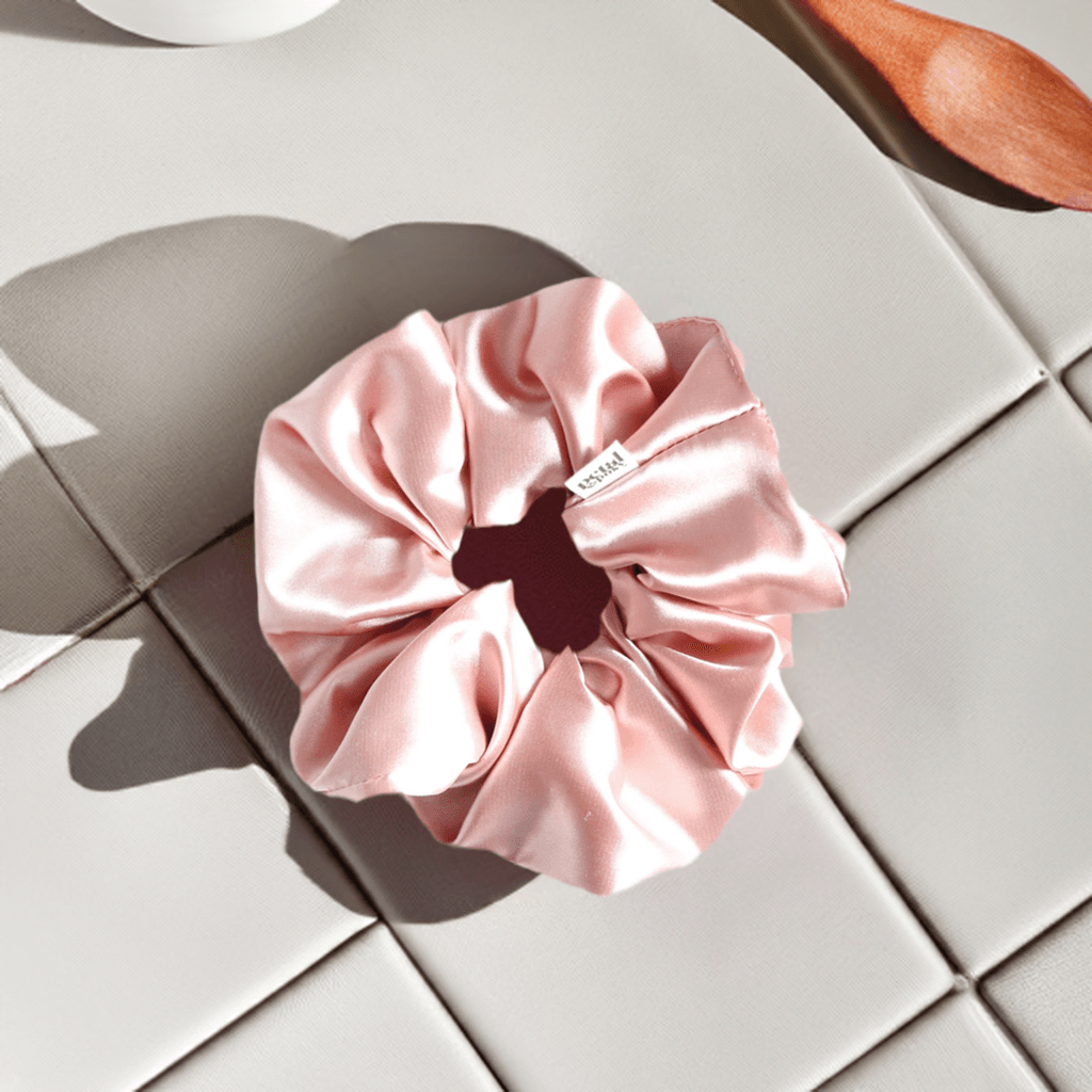 Super Fluff Silk Satin Scrunchie in Rose Quartz - Petal & Posy