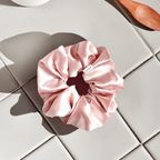 Super Fluff Silk Satin Scrunchie in Rose Quartz - Petal & Posy
