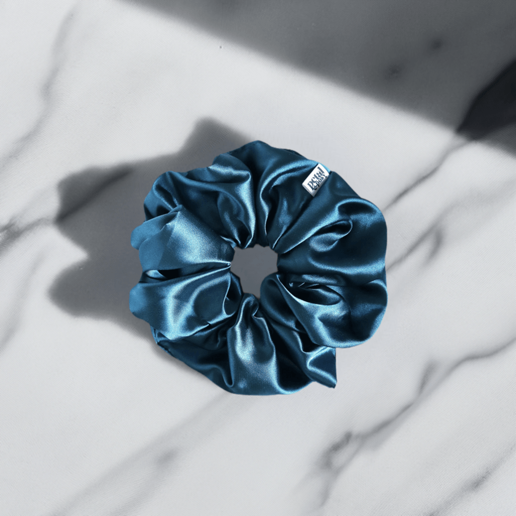 Super Fluff Silk Satin Scrunchie in Ocean - Petal & Posy