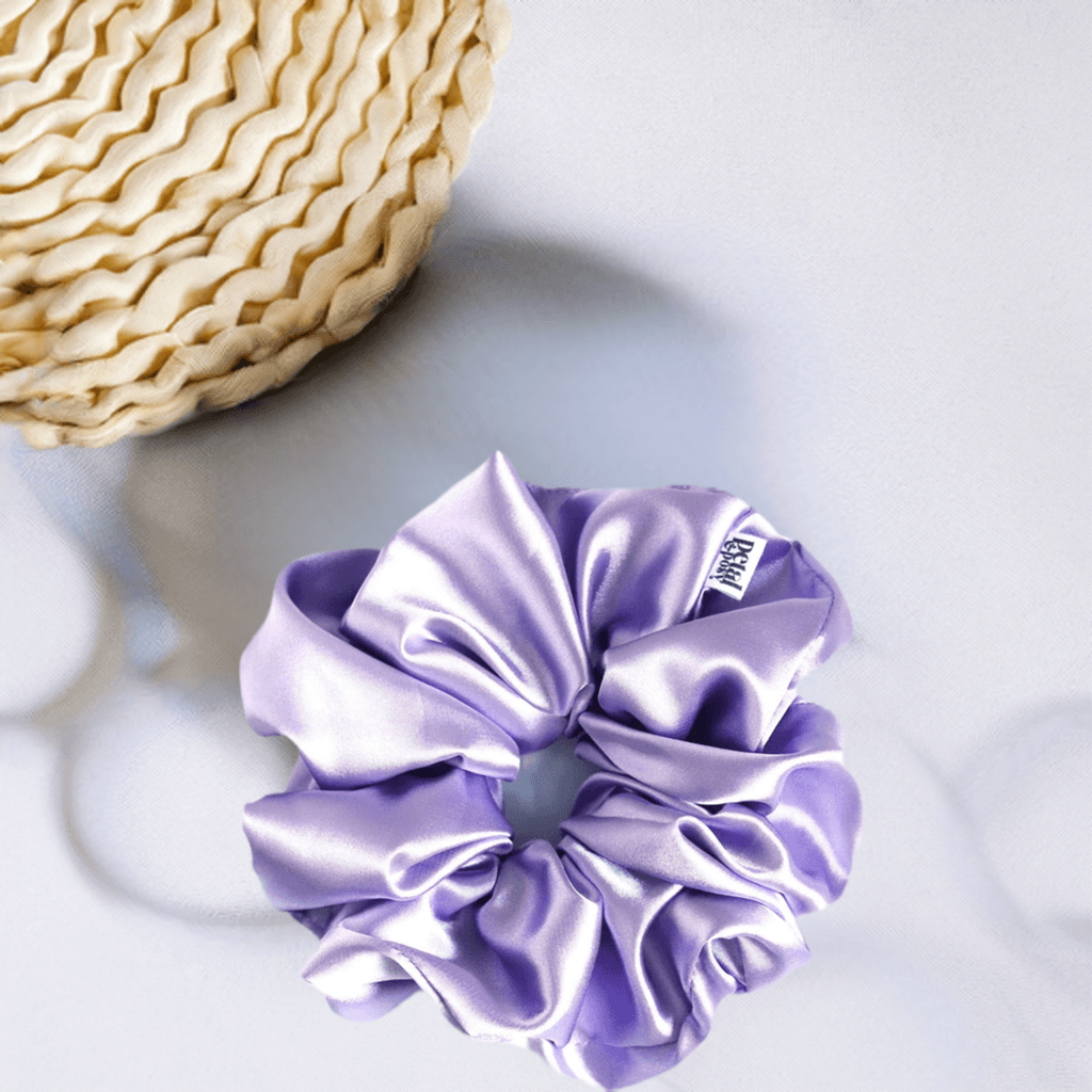 Super Fluff Silk Satin Scrunchie in Thistle - Petal & Posy