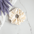 Slim Fluff Silk Satin Scrunchie in Blonde - Petal & Posy