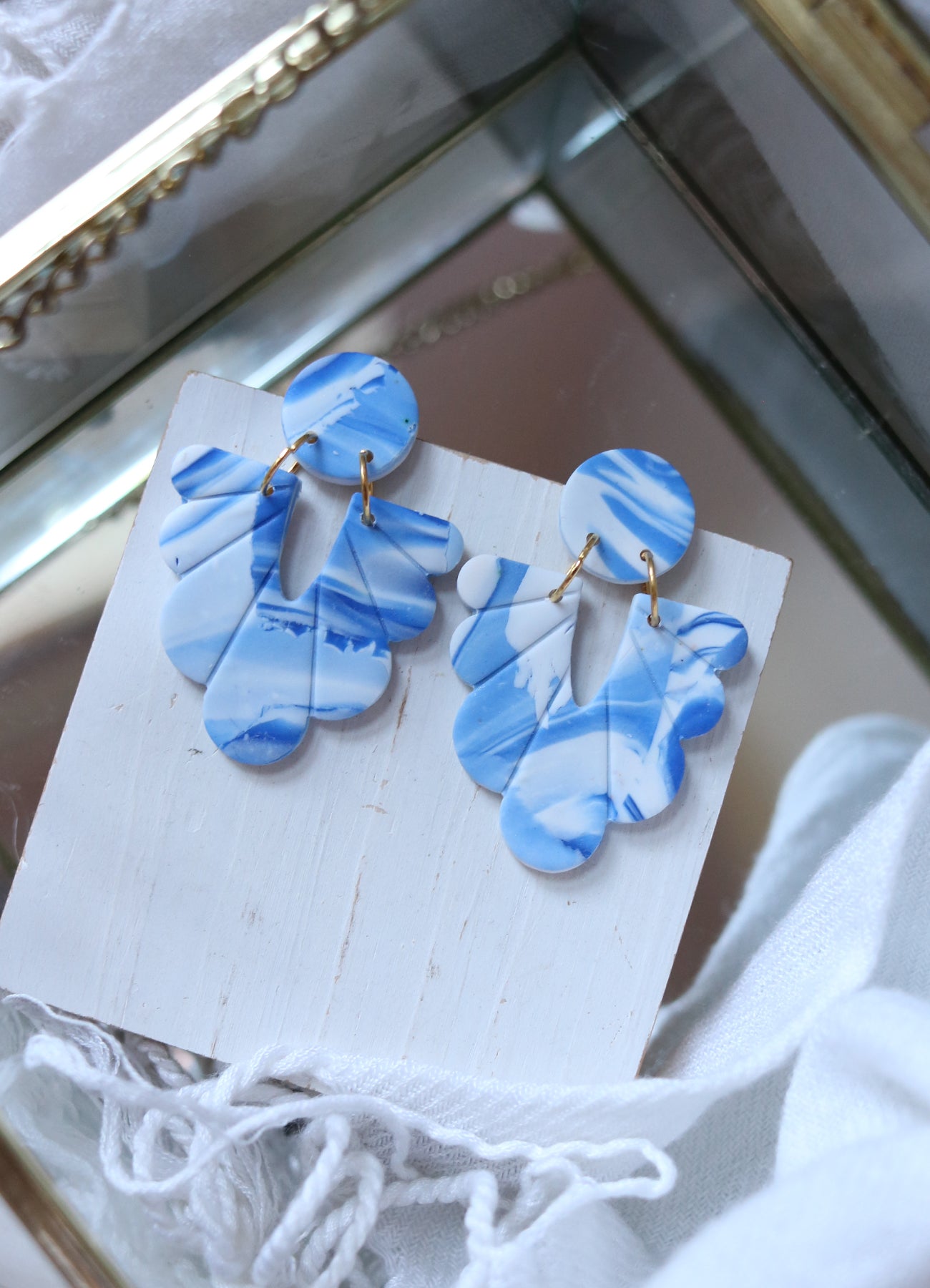 Guardian Polymer Clay Earrings in Delft