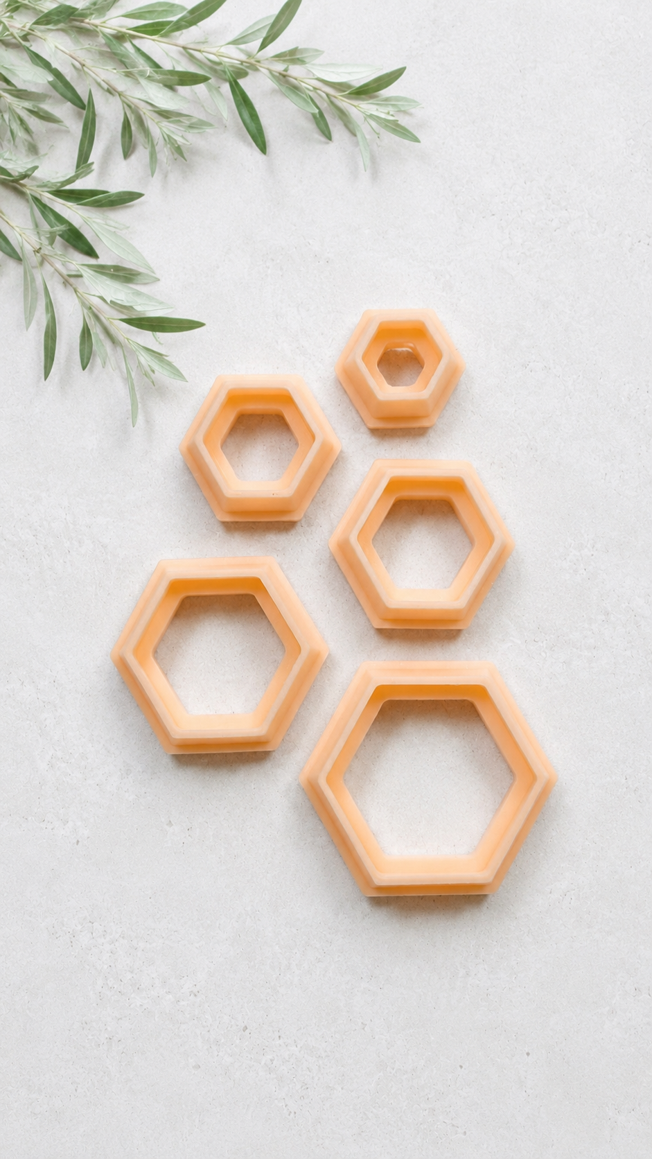 Set of 5 Hexagon Shaped Polymer Clay Cutters