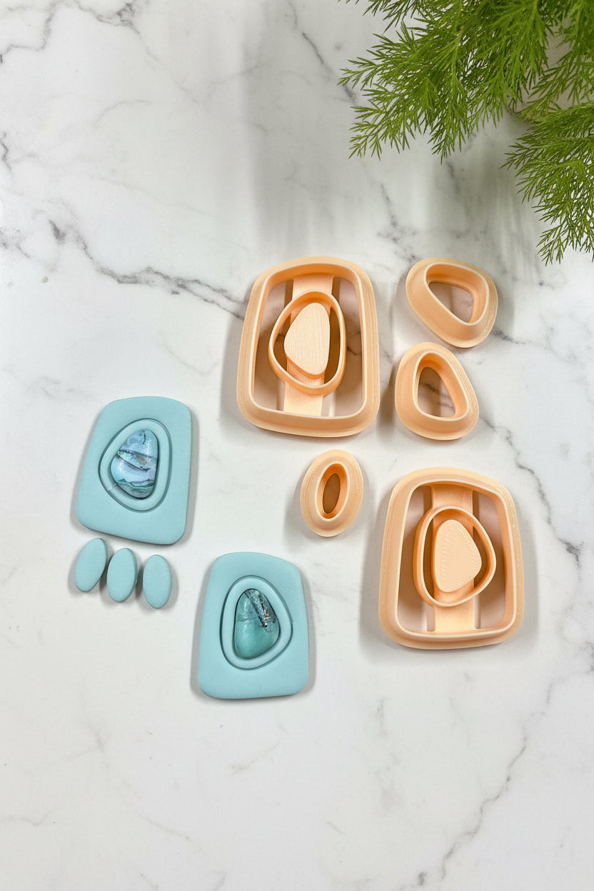 Organic Trapezoid Inset Bezel Polymer Clay Cutter Set