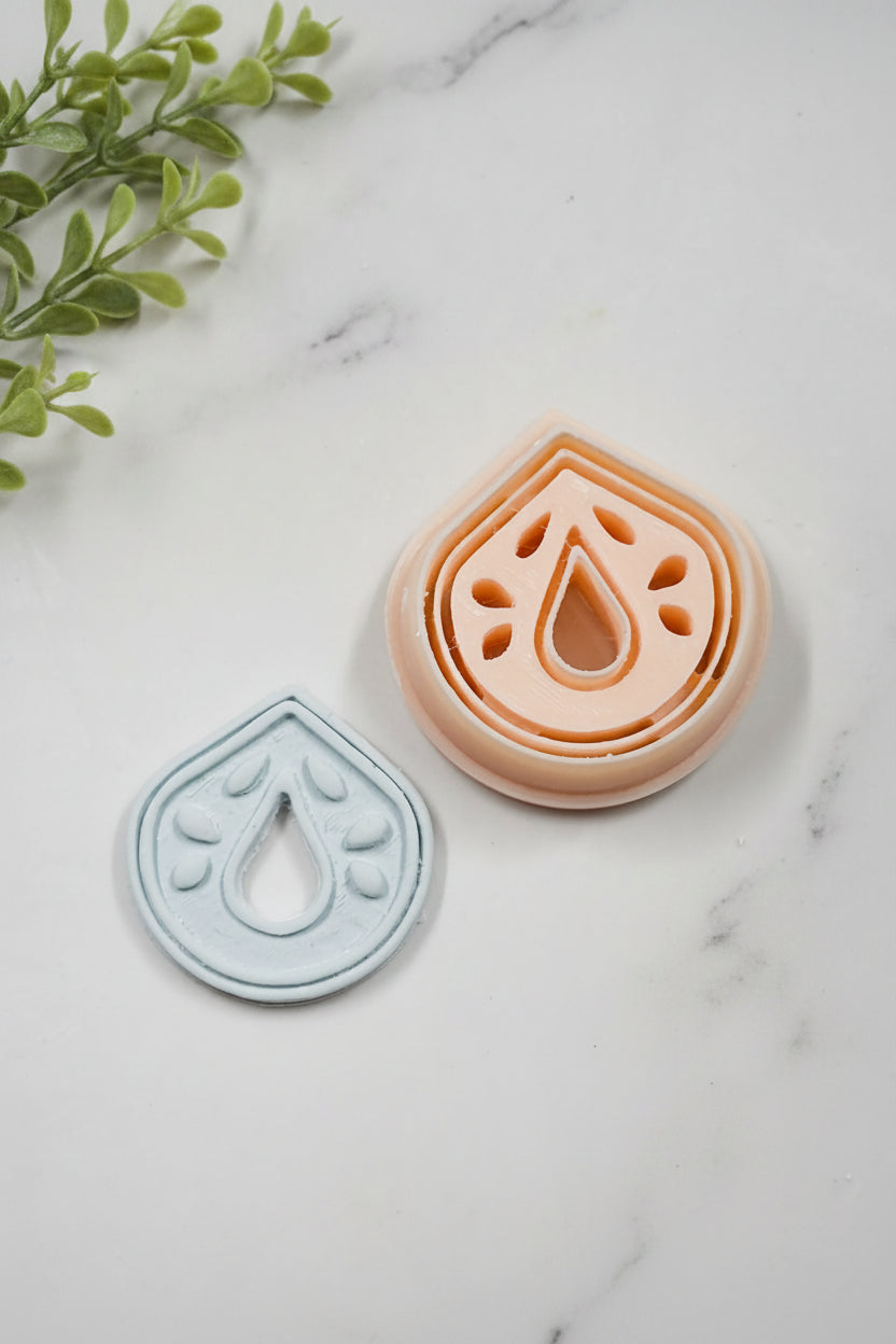 Wide Ornate Tear Drop Polymer Clay Cutter