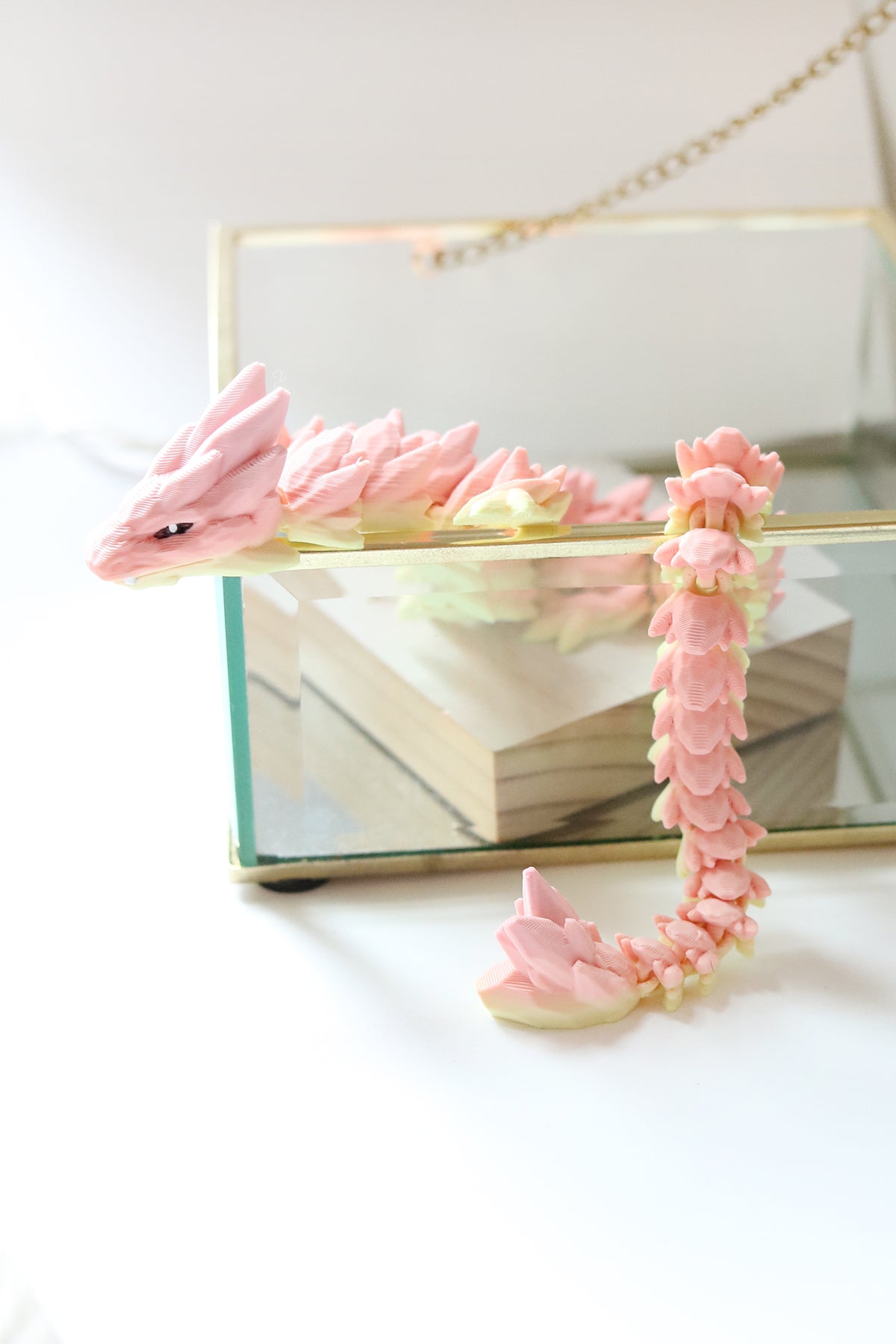 3D Printed Long Gemstone Dragon Fidget Pet in Peach Sorbet